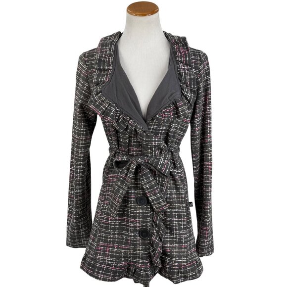 Y2K Self Esteem Ruffle Plaid Jacket Cardigan - Dark Academia Whimsigoth Coquette - Picture 15 of 16